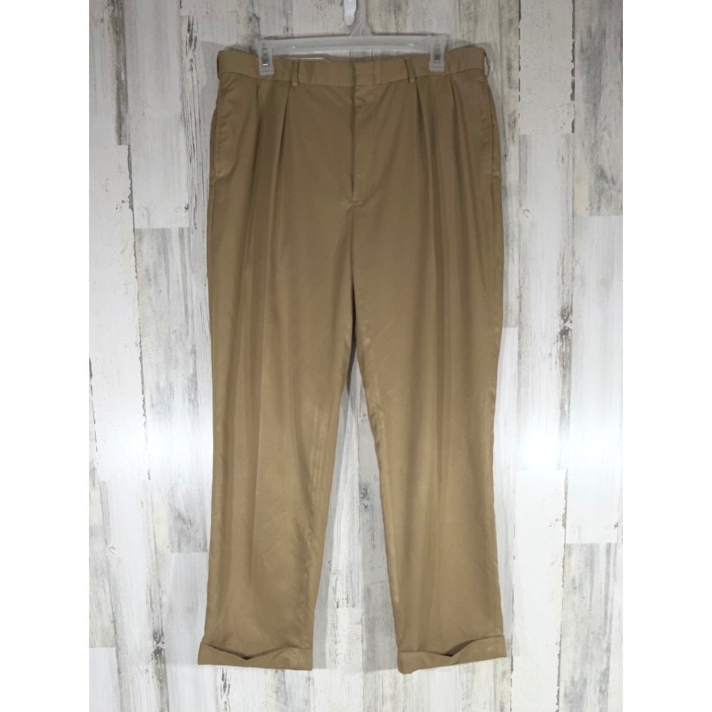 Polo Ralph Lauren Pleated‎ Trouser Pants 40/32 Tan Khaki Cuffed Vintage READ